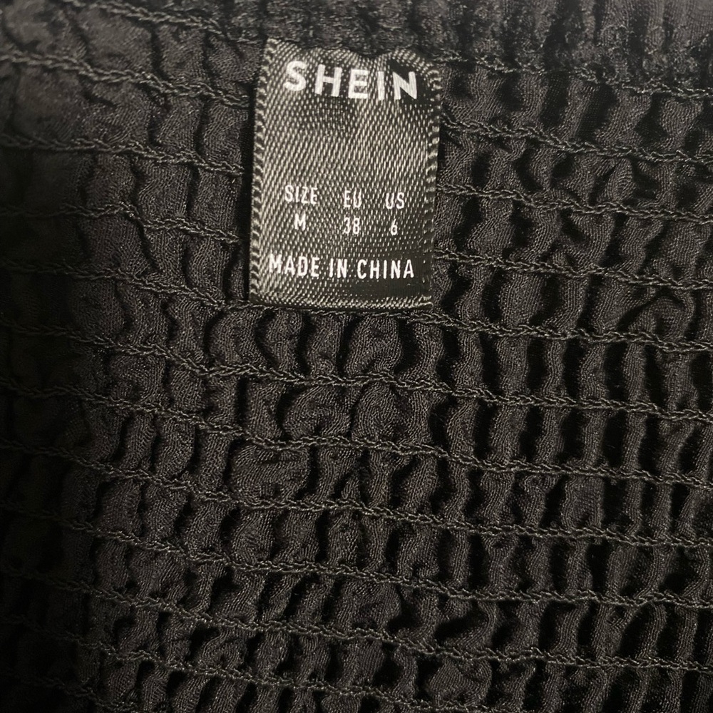 SHEIN Women’s Smocked Black Flowy Dress - Picture 3 of 3